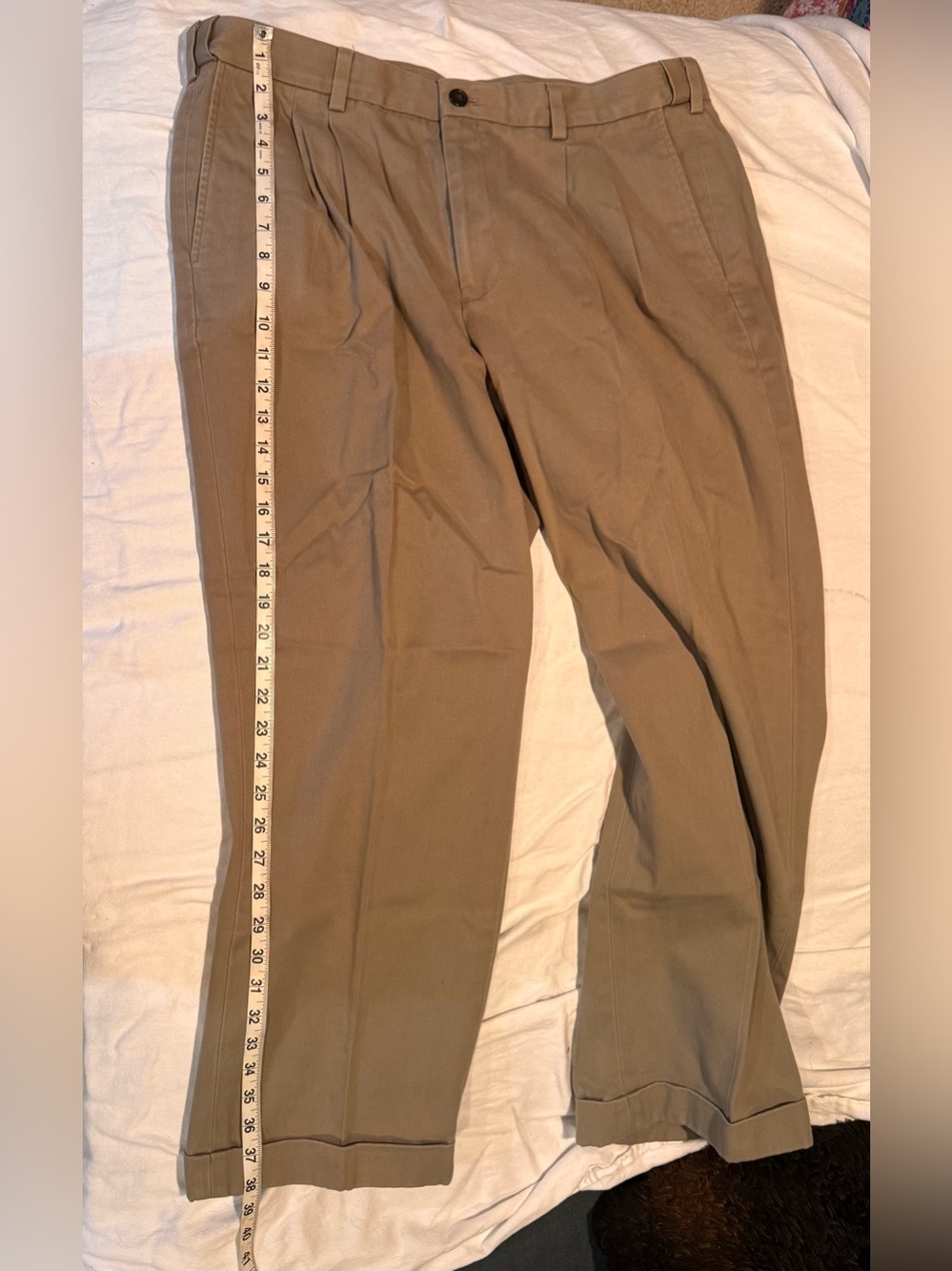 Eddie Bauer Men's Tan Pleated Chino Pants - Picture 7 of 11